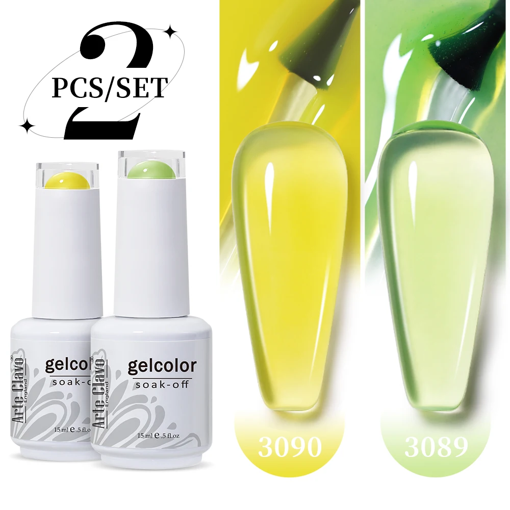

Arte Clavo Jelly Gel Nail Polish Набор из 2 шт. Ice Jelly Gel Crystal Прозрачный набор флуоресцентного геля на весну и лето 15 мл
