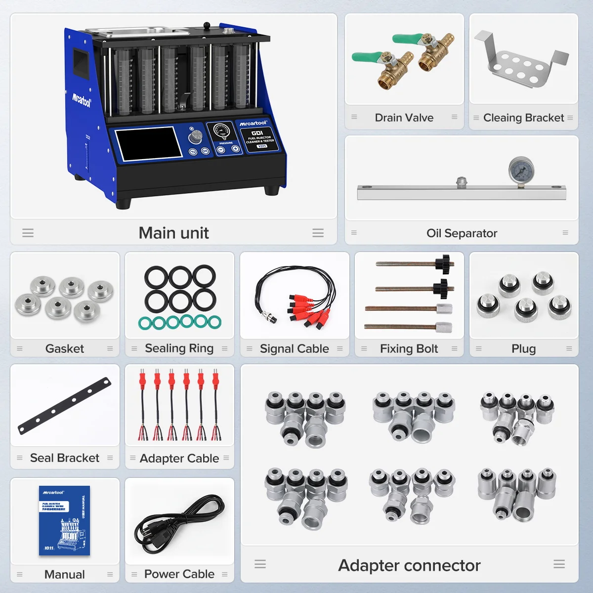 MRCARTOOL V311 GDI حاقن الوقود تستر آلة التنظيف سيارة كهرضغطية حاقن الوقود تستر 110 فولت 220 فولت تنظيف D