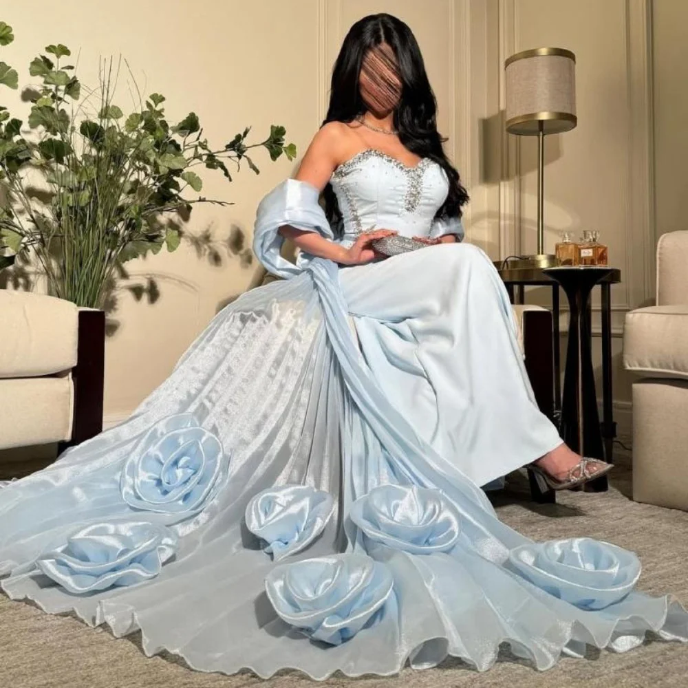 Customized Exquisite Sleeveless Flower Women Prom Dress Ruched Charming Mermaid Zipper Party Dress Sexy Beading Evening Gown