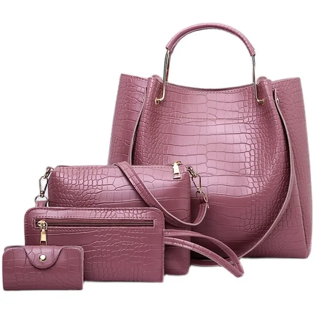 Torebki damskie skórzane 4 szt. Torebki na ramię torebki Crossbody zestaw opakowań na karty torebki damskie na zakupy Alligator Tote