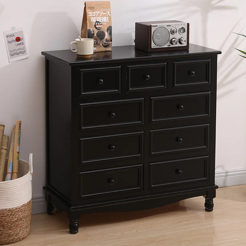 خزانة دلو من الخشب الصلب الأمريكي باللون الأسود وخزانة جانبية لتناول الطعام