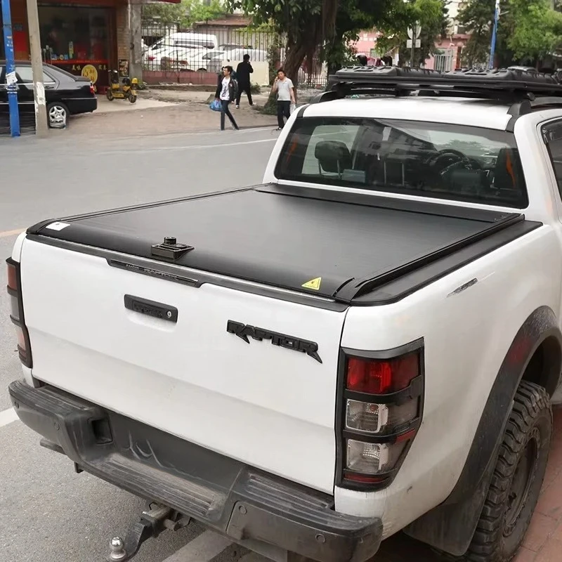 Car Accessories Roller Lid Up Truck Pick Up Bed Tonneau Cover Aluminium Alloy For Ranger Black 1 Set Hard Type