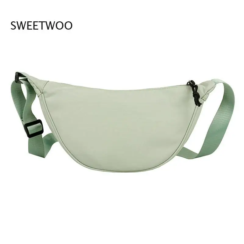 Women Casual Nylon Crescent Crossbody Bag Lightweight Waterproof Shoulder Purse for Daily Travel Sports