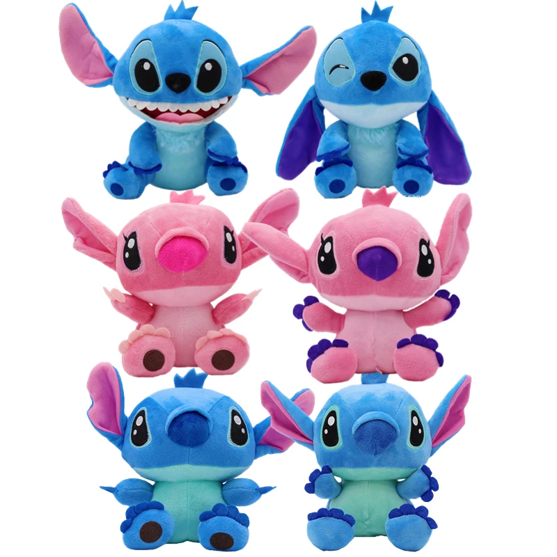 

20cm Disney Lilo & Stitch Scrump Plush Stuffed Toys Anime Movie Pink Blue Couple Cartoon Dolls Kids Kawaii Birthday Xmas Gifts