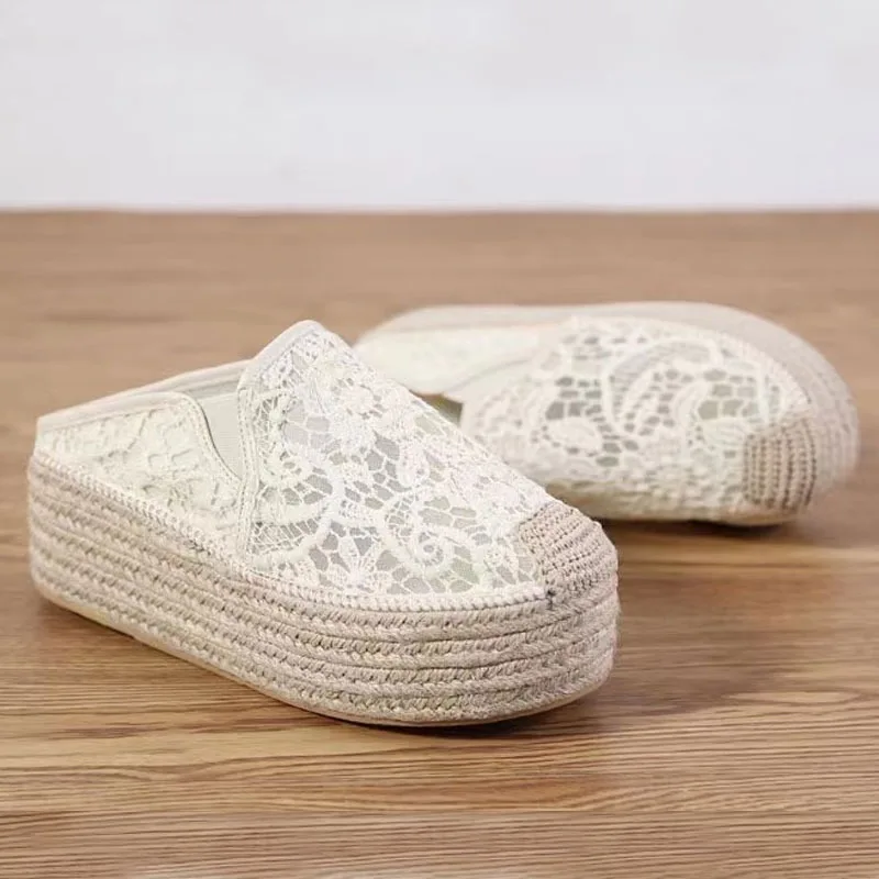 

Лето 2023, новые кружевные женские тапочки с закрытым носком, Лидер продаж, дышащие сандалии на платформе, уличные повседневные повседневные тапочки Zapatos