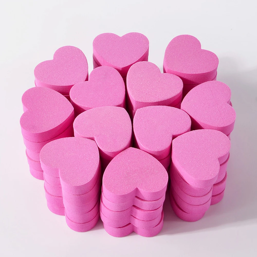 1pc/5pcs/10pcs Heart Sponge Nail Files Blocks 180/240 Double-sided Polishing Sanding Buffer Washable Sandpaper Manicure Tools