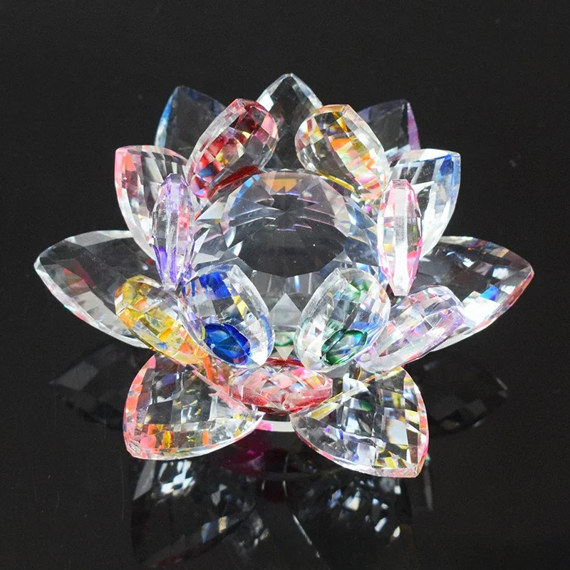 

Colorful crystal lotus ornaments crystal crafts home living room office desk 8cm
