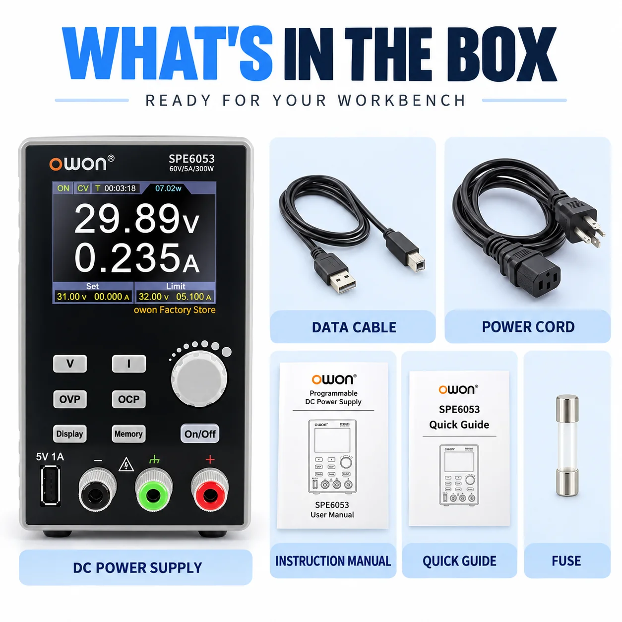 OWON SPE3051 SPE3103 SPE6053 S - Programmable Dc Power Supply 60V 5A recensie en prijs