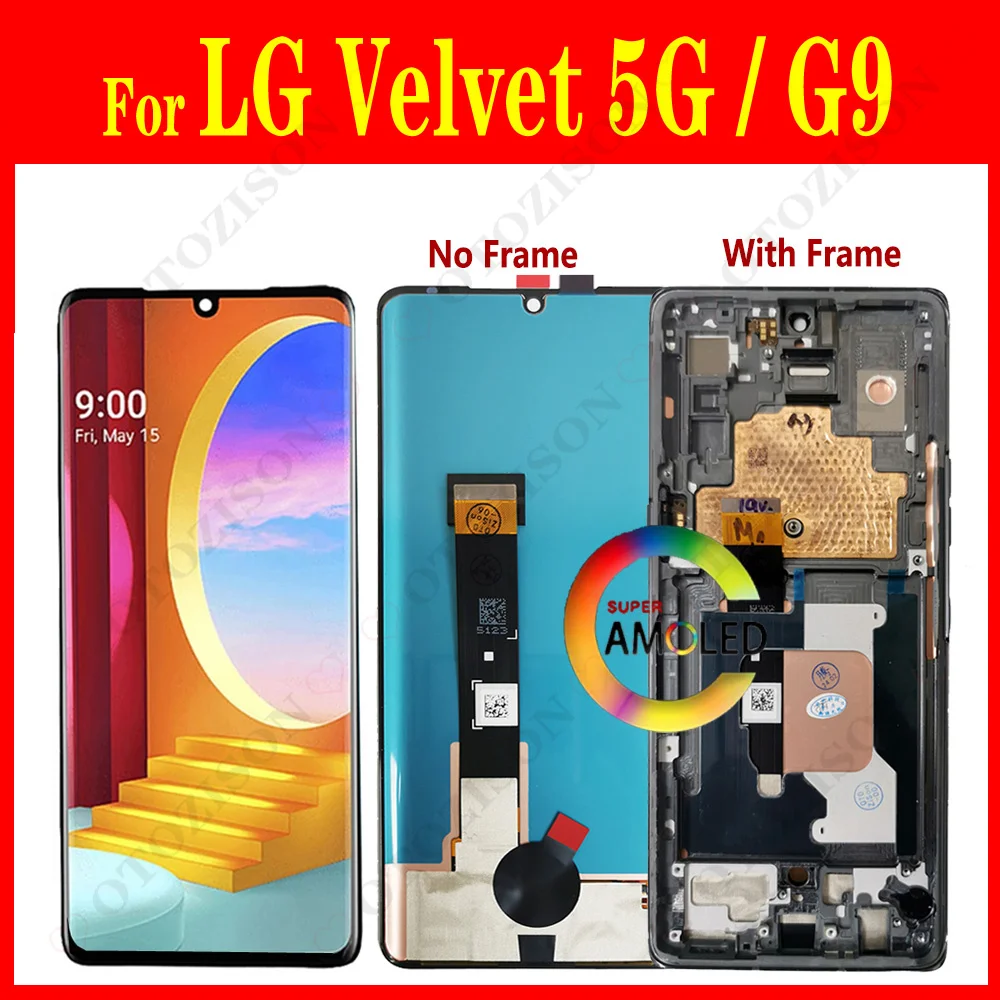 6,8-дюймовый ЖК-дисплей для LG G9 ThinQ с рамкой LM-G900N G900 Экран для LG Velvet 5G ЖК-дисплей с сенсорным дигитайзером в сборе для ремонта LG G9