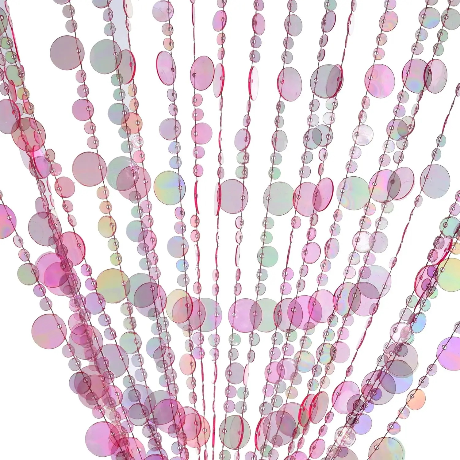 

Acrylic Beaded Curtain for Doorway, Room Divider, 3x6 FT, Pink Iridescent
