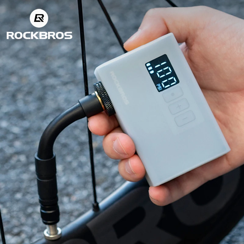 

ROCKBROS 120 High PSI Electric Bicycle Pump Air Schrader Valve Presta Aluminum Alloy Display Home Daialy Basketball Inflator