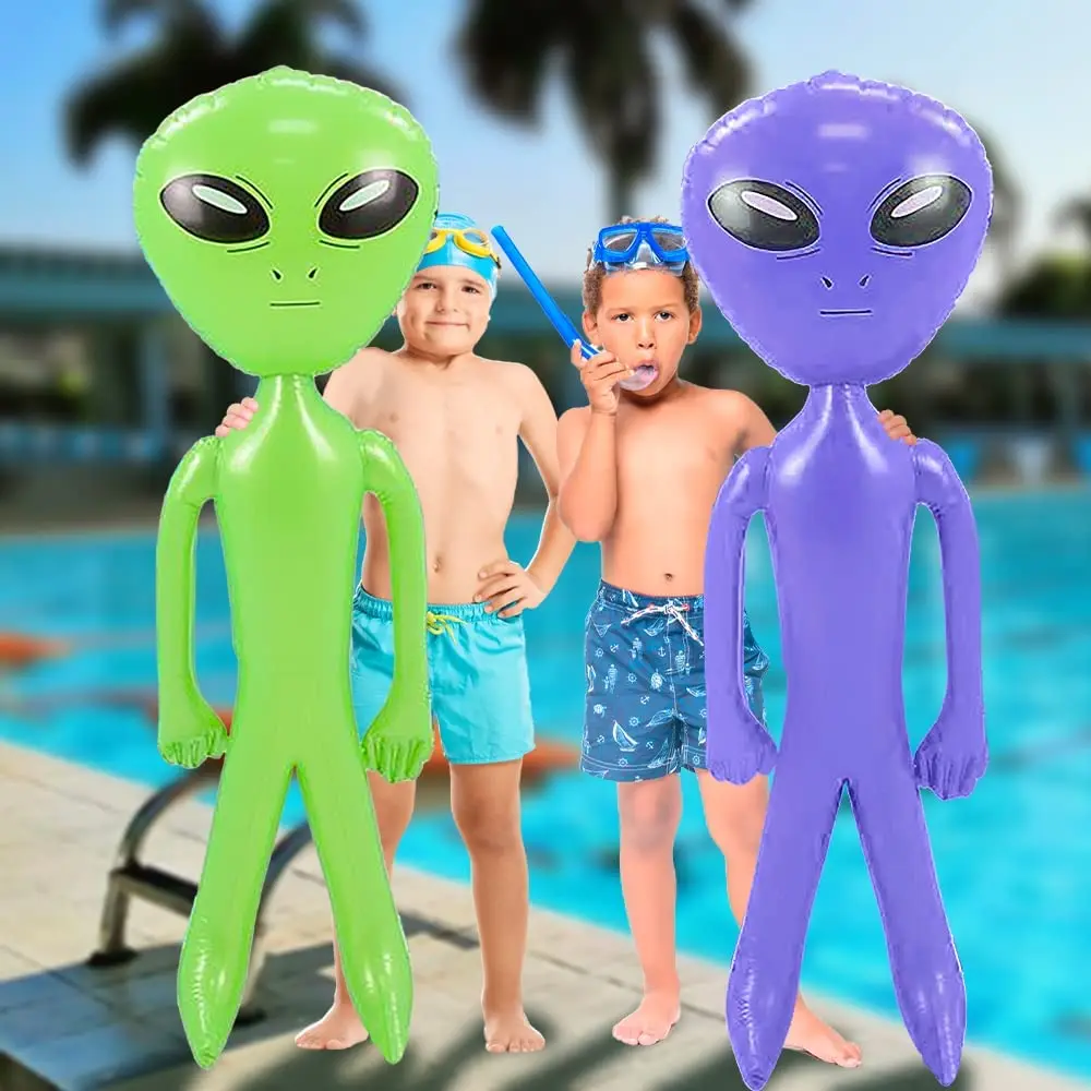 90cm UFO Alien Model Green Purple Blue ET Kids Adult Inflatable Toys Halloween Funny Cosplay Props UFO Birthday Party Supplies