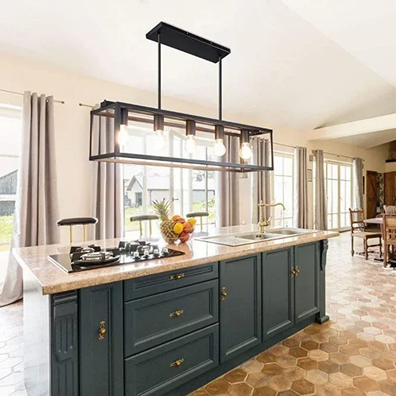 Retro Industrial Style Iron Ceiling LED Pendant Lamp Chandelier for Dining Conference Room Bar Cable Adjust Lighting Fixture