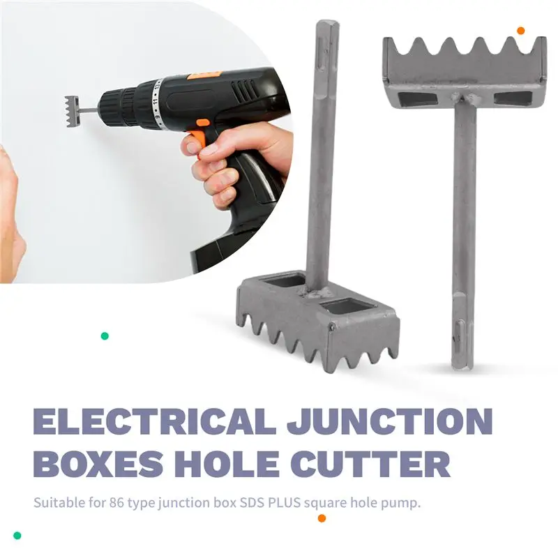 Limited Stock-FF SDS Plus Square Hole Cutter For 86-Type Electrical Junction Boxes, Heavy-Duty Concrete Wall Punch Tool