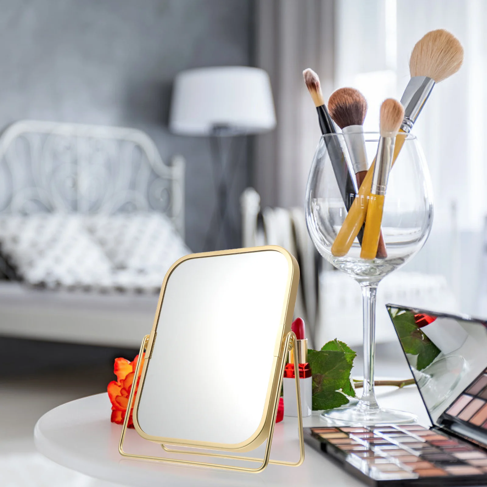 Miroir pivotant à 36ive degrés, support métallique de bureau, Durable, sûr, longue durée de vie, comptoir de salle de bain