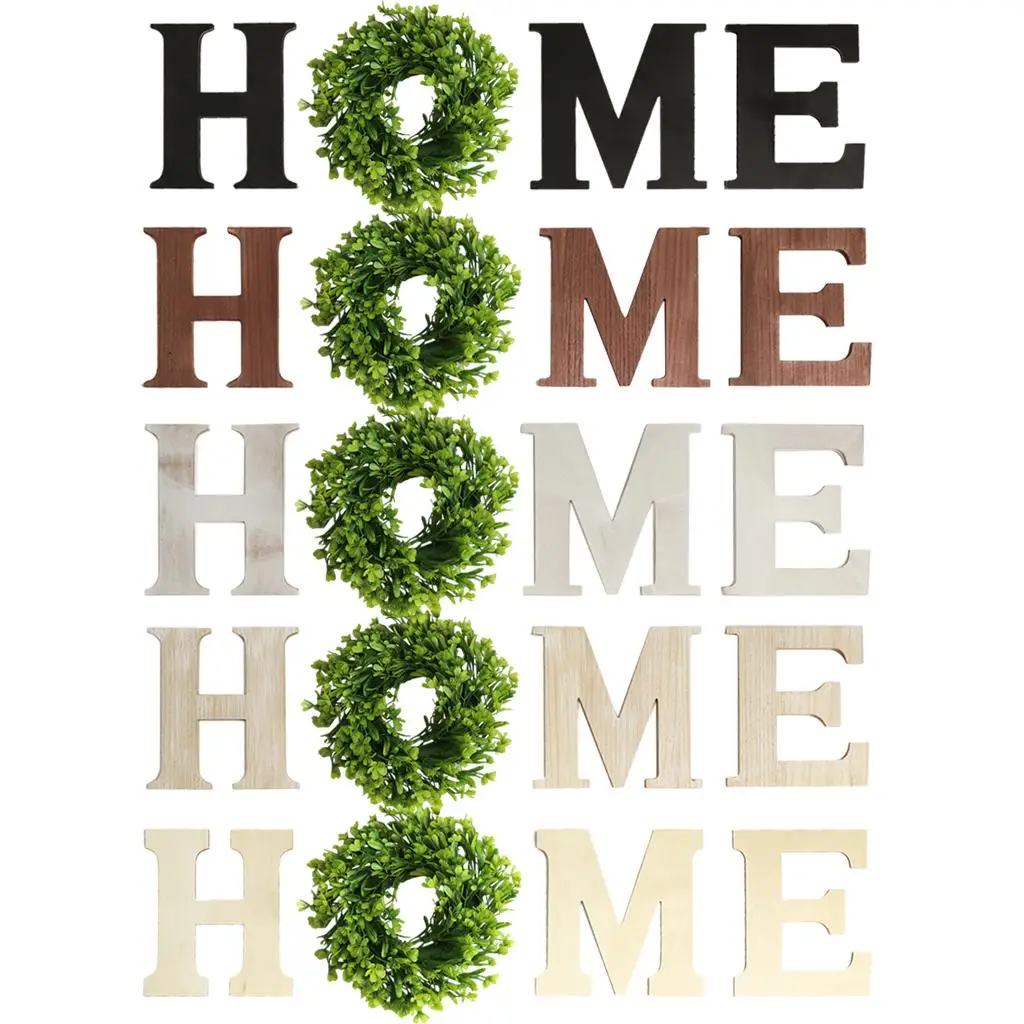 

LOVE Wooden Home Sign Decor, Wooden Home Letters with Artificial Eucalyptus