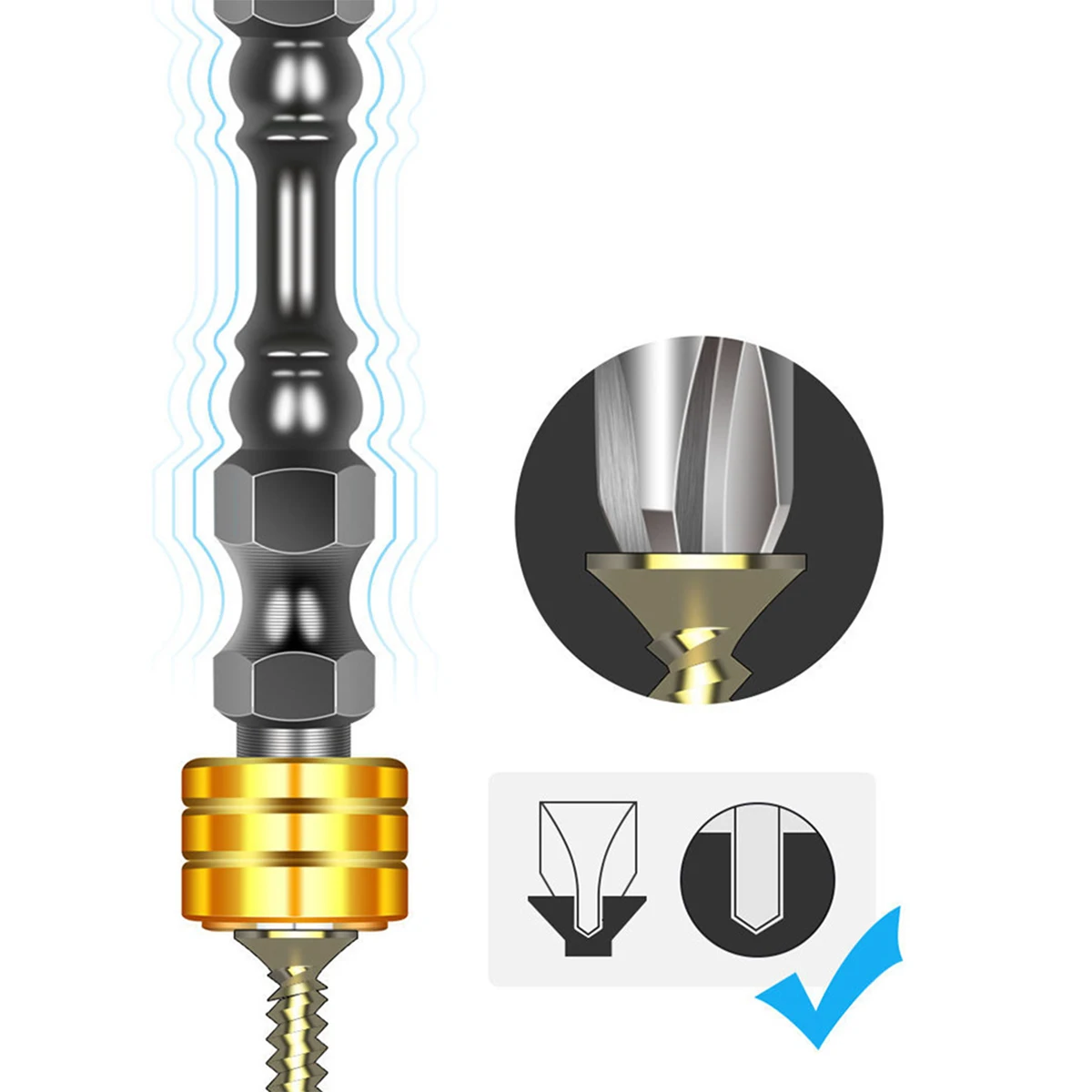 Color Strong Magnetic Screwdriver,Screwdriver Head,Cross Shaped Double Headed Screwdriver Head Tool Hand Drill Wind Screwdriver