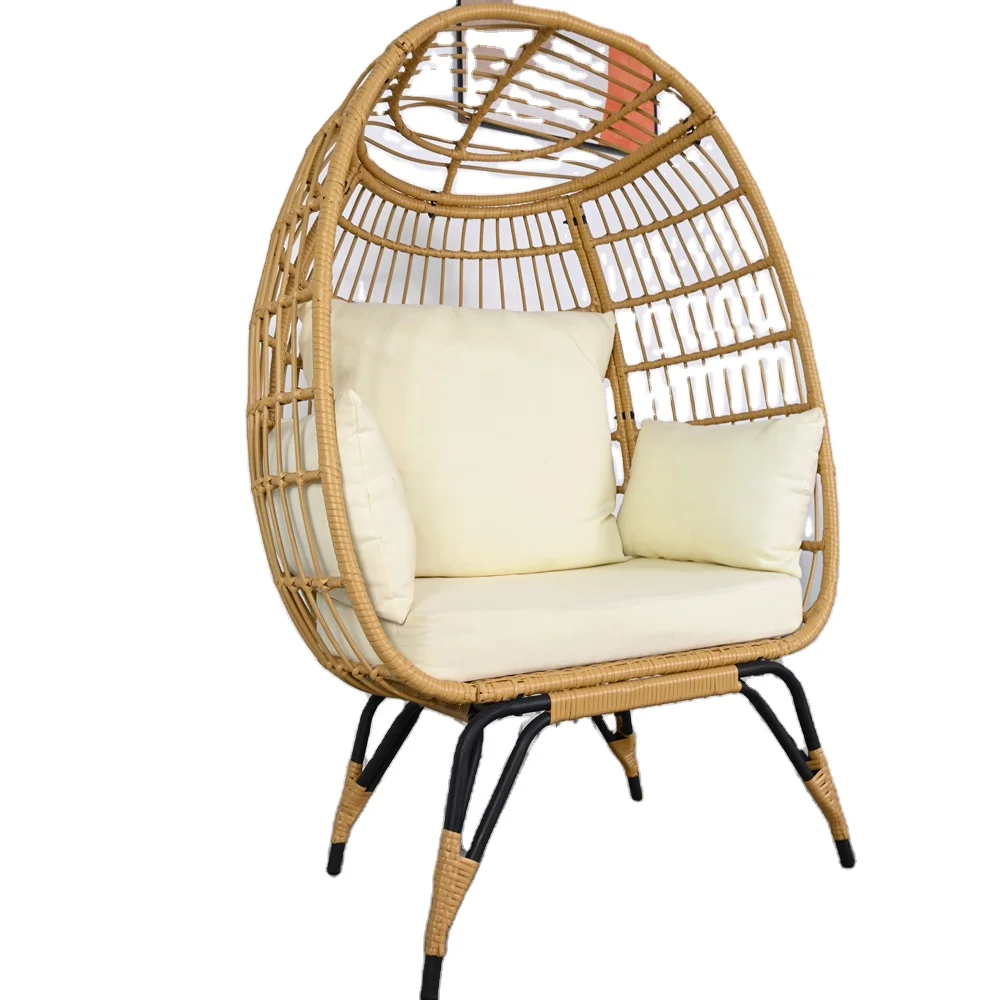 Outdoor Garden Furniture Wicker Polyethylene Rattan Single Swing Hanging Eggs