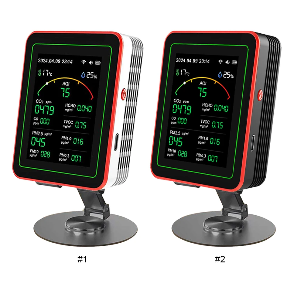 15 In 1 Air Quality Monitor PM2.5 PM10 CO CO2 TVOC HCHO AQI Tester 2.8inch TFT Color Screen CO2 Formaldehyde Detector for Indoor