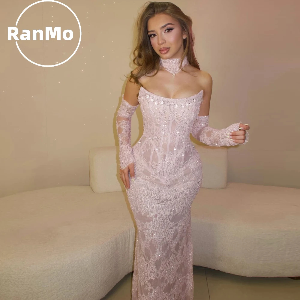 Ranmo Modern 2026 Nuevo Vestido de Noche de Encaje Estilo Sirena sin Tirantes con Cuentas Elegante Vestido de Fiesta Personalizado