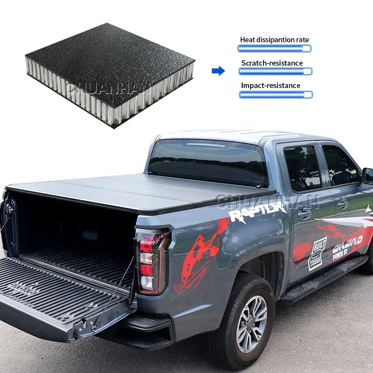 Pickup Truck Bed Cover low profile hard folding truck bed tonneau cover 2018 hilux for Tundra tacoma triton