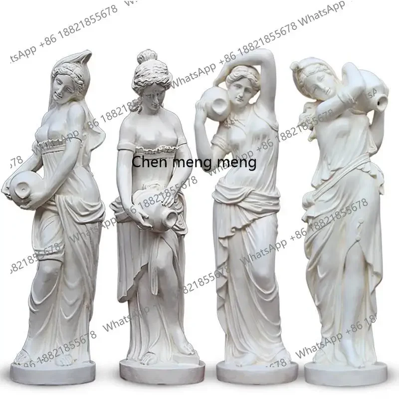 European Style Figure Sculpture Ornaments Fiberglass Statue Plaster Art Display Home Decoration Garden Fountain