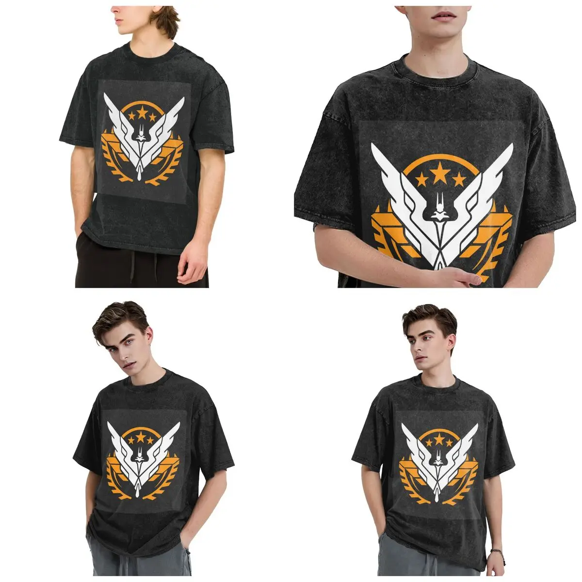Streetwear T-Shirts Elite Dangerous - Triple Elite Washed T Shirt Short Sleeve Hip Hop T-Shirt Tops Tees for Men Women
