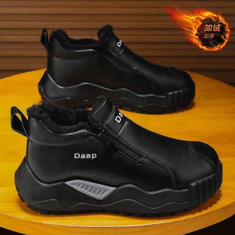 Cotton boots men's 2025 autumn and winter new high top with plush and thick cotton shoes men's casual shoes