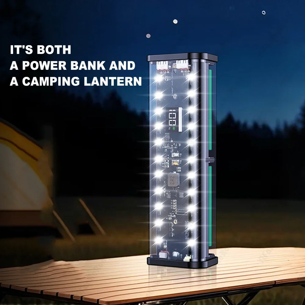 20000mAh 22.5W Mobile Power DIY Case No Soldering 6*18650 Battery Box DIY Charging Power Transparent Shell With LED Lighting