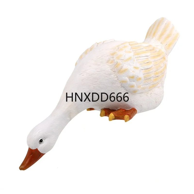 

Courtyard and garden decoration, simulated drinking water white duck figurines, water pool fish pond landscape resin handicrafts