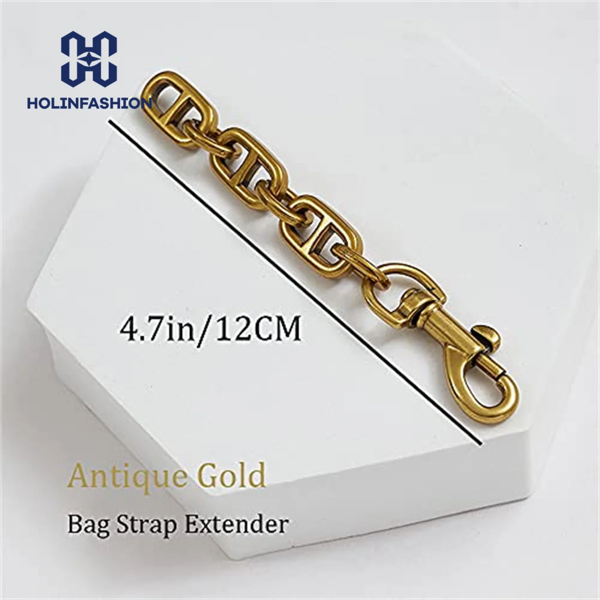 HOLINFASHION 2 Pcs Women Purse Strap Extender Antique Gold Chain for Coach Tabby Swinger Shoulder Strap Extender Bag Short Chain