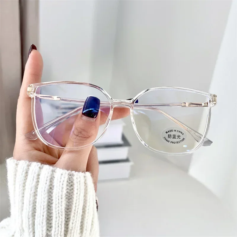 نظارات كورية مضادة للضوء الأزرق للرجال والنساء ، نظارات الكمبيوتر ، إطار بصري عادي ، نظارات الألعاب ، الضوء الأزرق ، لا مكياج ، الموضة