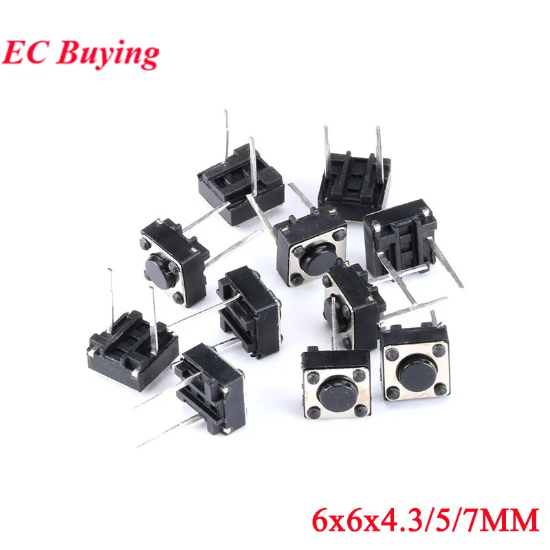 20Pcs/lot 2Pin 6x6mm 6*6 Momentary Tactile Tact Push Button Switch Mini Micro Microswitch Key switches 6x6x4.3mm 6x6x5mm 6x6x7mm