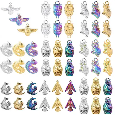 10pcs New Owl Thunderbird Stainless Steel Charms Tribal Bird Lizard Pendants DIY for Necklace Earring Jewelry Making Accessories