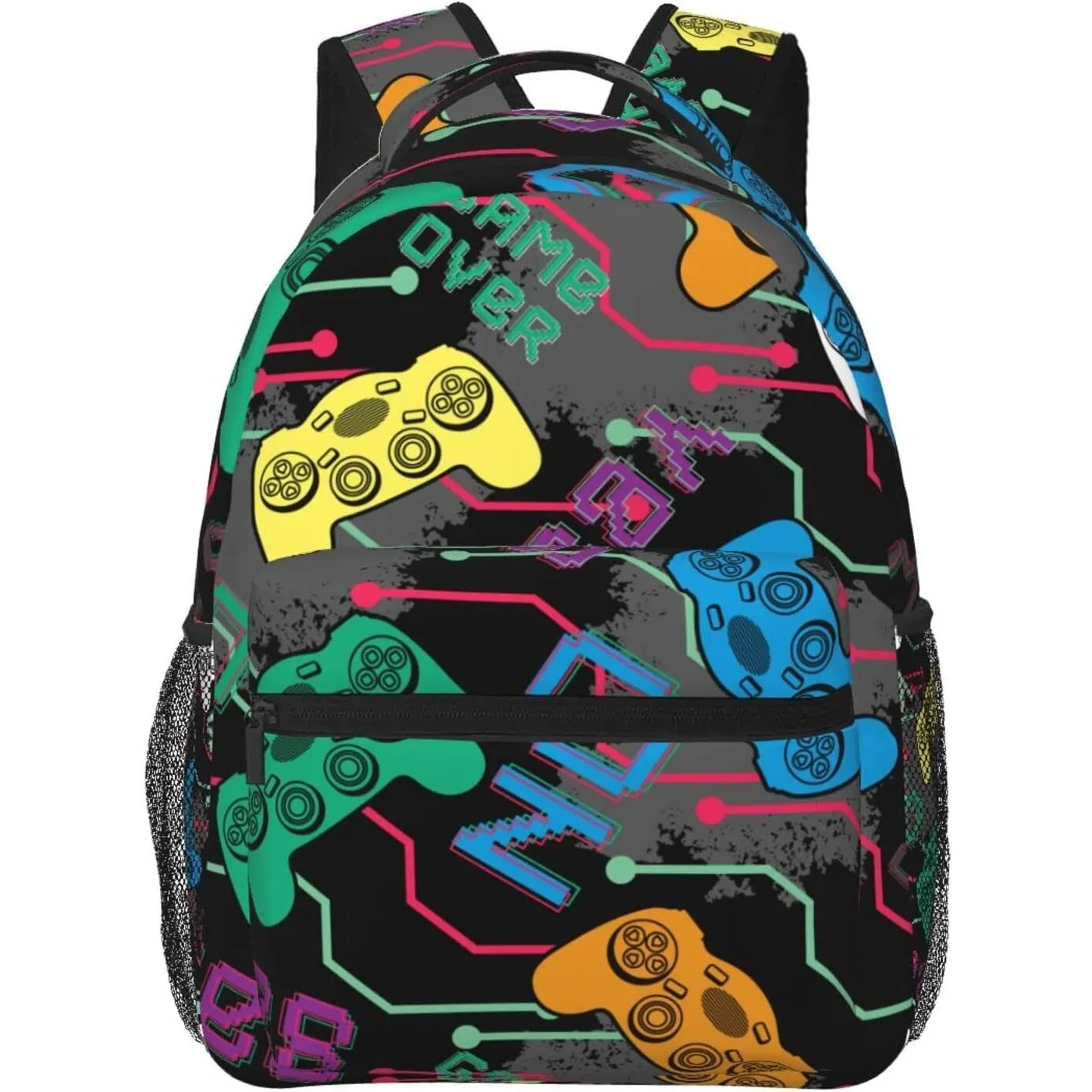 Colorful Game Backpack School Bag For Students Men Women Gamer Gamepad Laptop Backpacks Travel Daypack Bag With Multiple Pockets