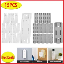 15PCS Power Socket Strip Holder Wall-Mounted Self-Adhesive Punch-Free Socket Holder for Kitchen Home Office Wire Organization