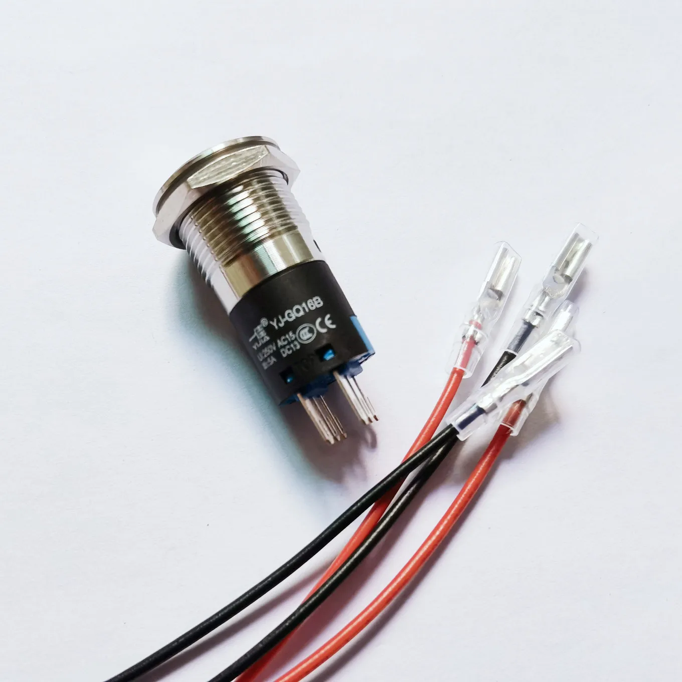 Original new 100% YJ-GQ16 stainless steel waterproof 16mm self locking 6pin 2-group contact metal button switch 3A250VAC