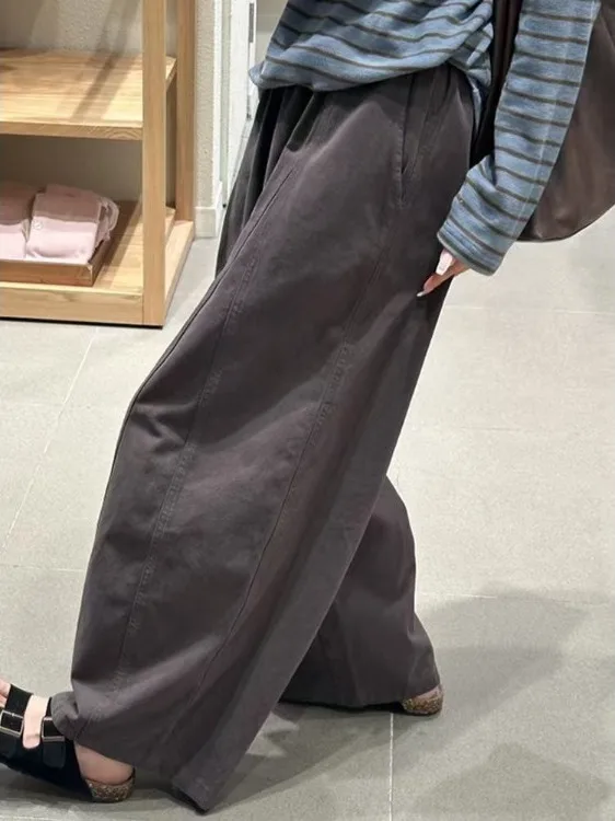 الرجعية عالية الخصر مستقيم الساق Utili بنطال ذو قصة أرجل واسعة المرأة الخريف الشتاء فضفاض تنوعا التخسيس عادية كسول Sle سكين P...