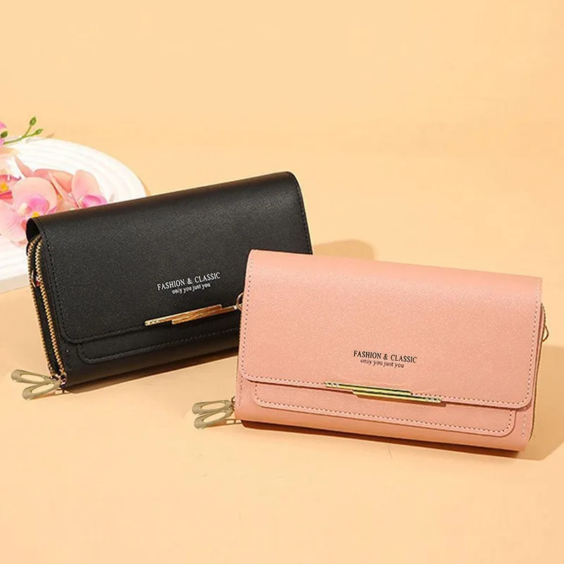 Damen Lange Geldbörse Koreanische Version Umhängetasche Doppelreißverschluss Große Kapazität Clutch-Tasche Schulter-Handtasche Damen Handytasche – Detail 35