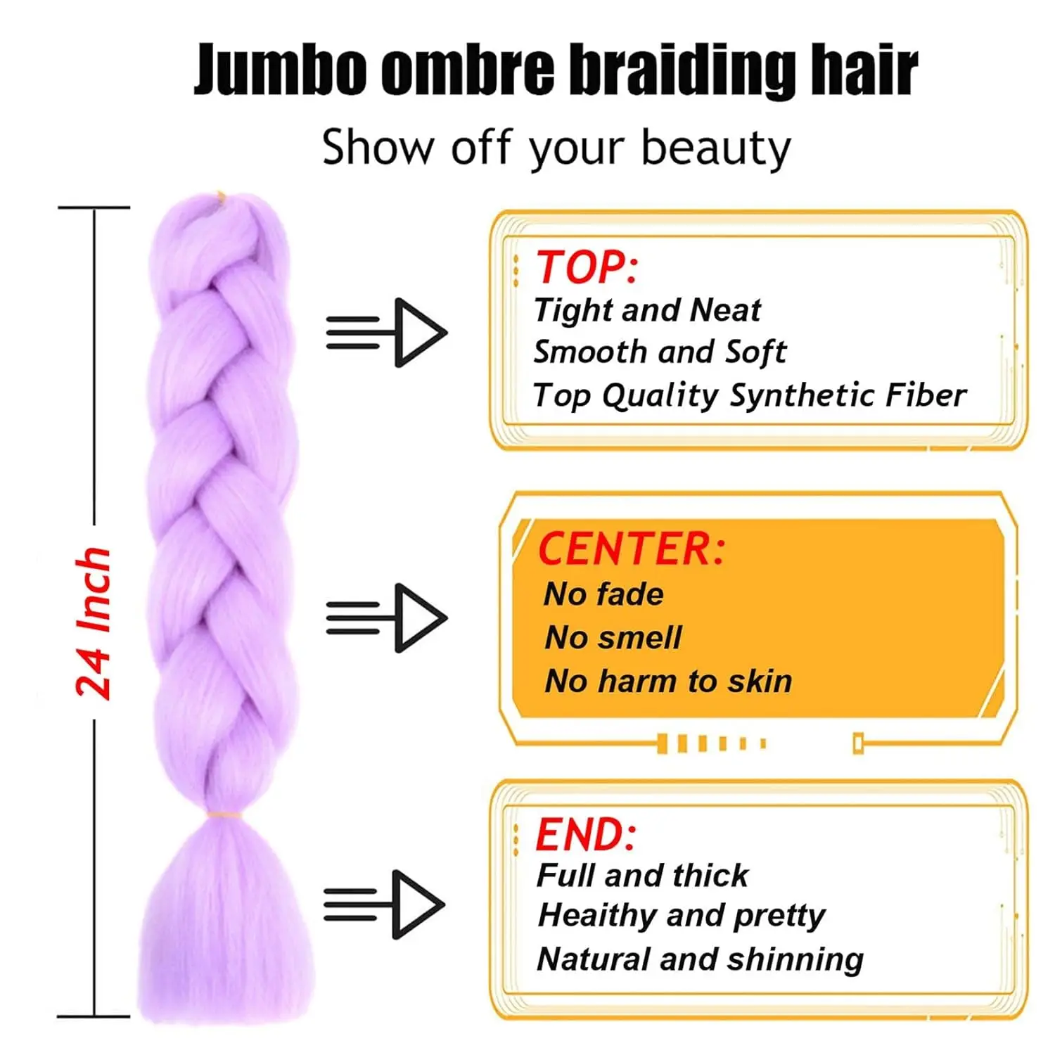 Synthetic Ombre Jumbo Braids Hair 24 Inch Braiding Hair Colorful Hair Extensions for Women Cosplay