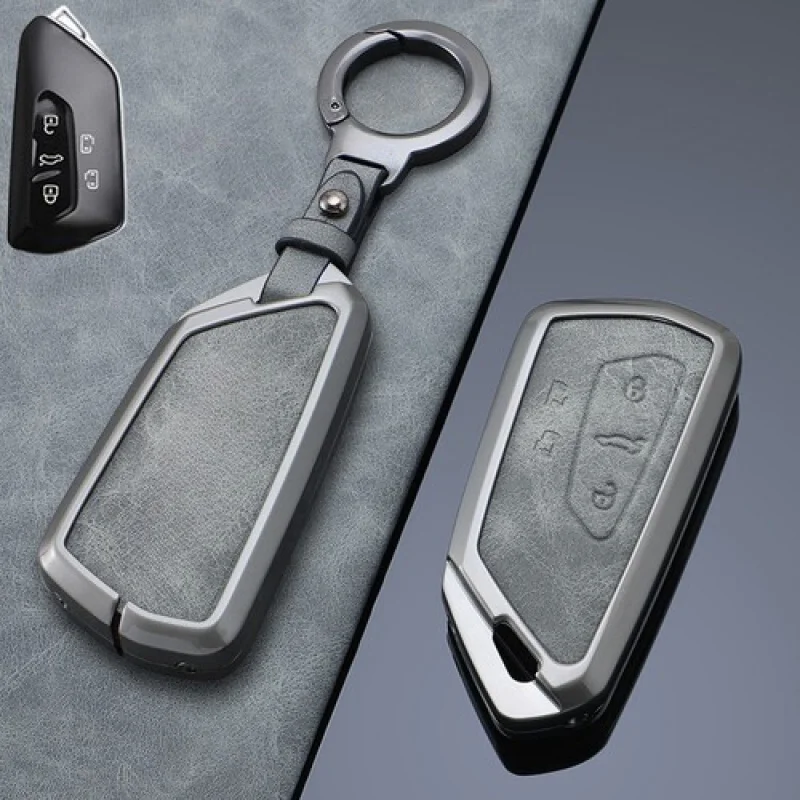 A + سبائك الزنك الجلود مفتاح السيارة فوب غطاء لشركة فولكس فاجن جولف 8 MK8 ID.3 ID.4 Teramon #4