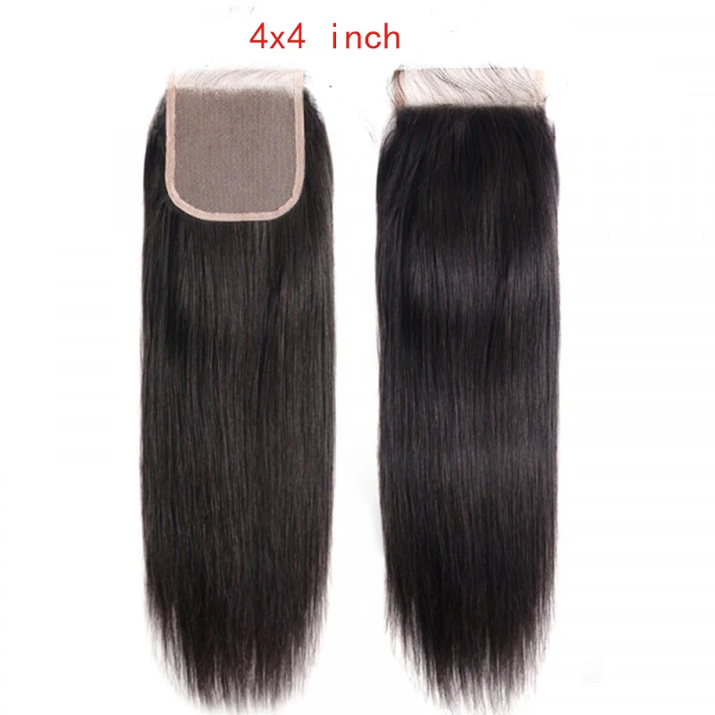 Straight Black 4x4 Lace Frontal Closure Remy Brazilian Human Hair 10/12/14/16/18/20/22/24 inch