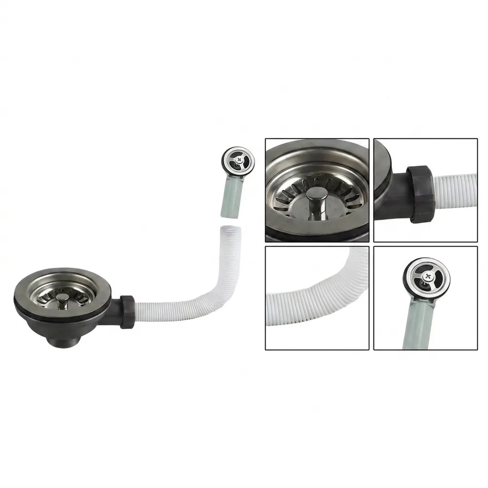 304 Stainless Steel Sink Drain Kit with for Dual Gasket Seal and Inner Waterproof Layer for Effective Drain Line Containment