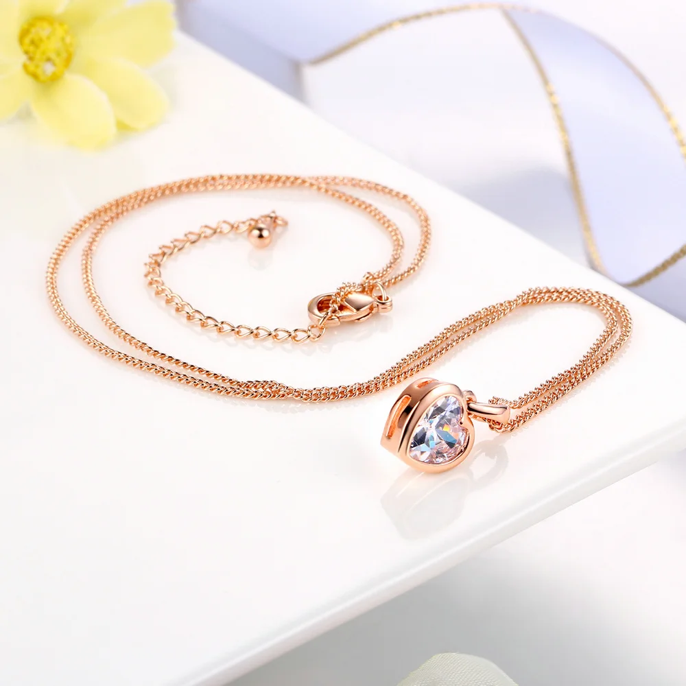 Top Quality Heart Crystal Rose Gold Color Fashion Pendant Jewelry Made with Austria Crystal ZYN129 ZYN130