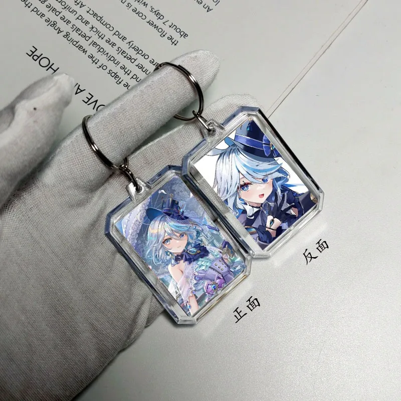 Genshin Impact Furina de Fontaine Kawaii мультяшный узор двусторонний брелок аниме товары небольшой подарок