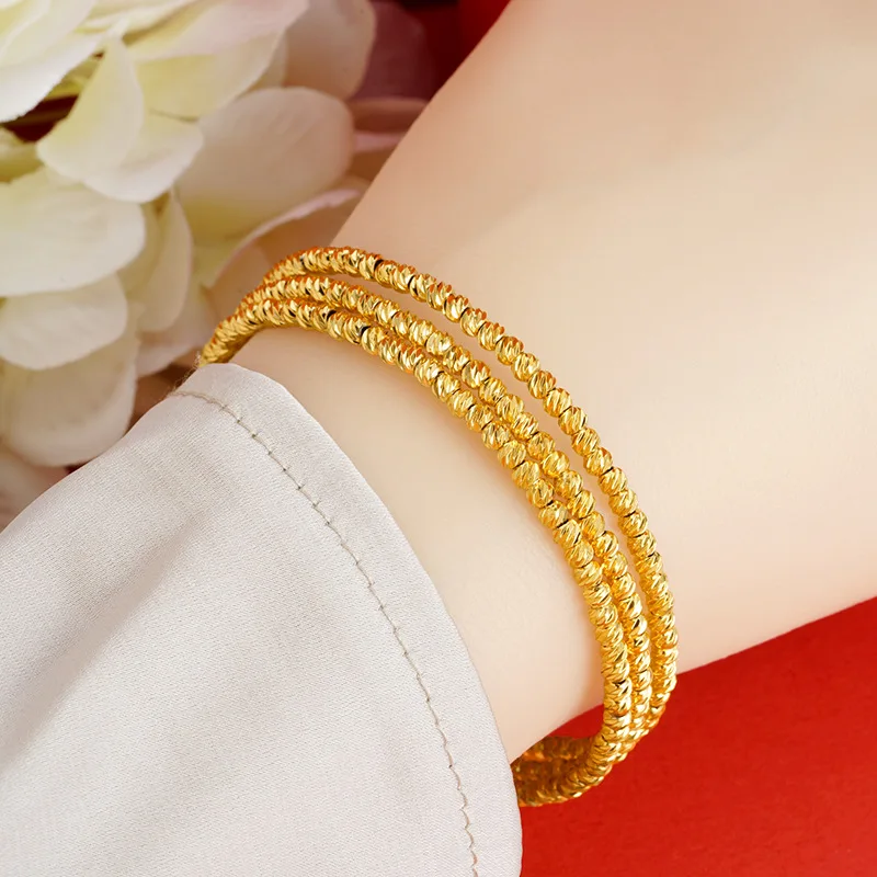 

Luxury 100% Real 24k Gold Dishes Bead Bracelet for Women High-end Niche Design Fashionable Good Luck Bead Bracelet