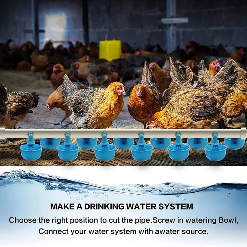 Chicken Waterer Larger Automatic Chicken Waterer Cups DIY Poultry Chicken Waterer Kit 5 Gallon For Chicken, Duck 12 Pcs