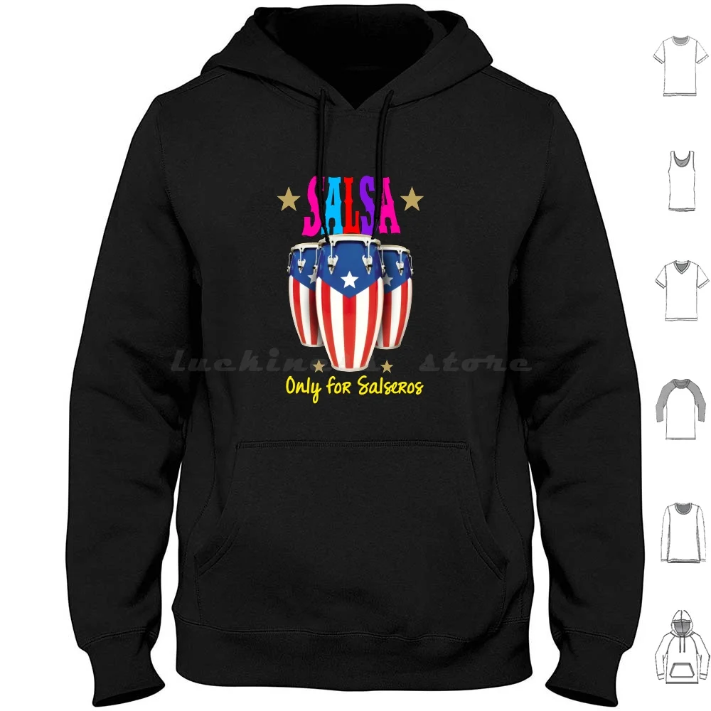 Congas Puerto Rico Salsa Hoodies Long Sleeve Salsa Fania Power Celia Cheo Hector Lavoe Joe