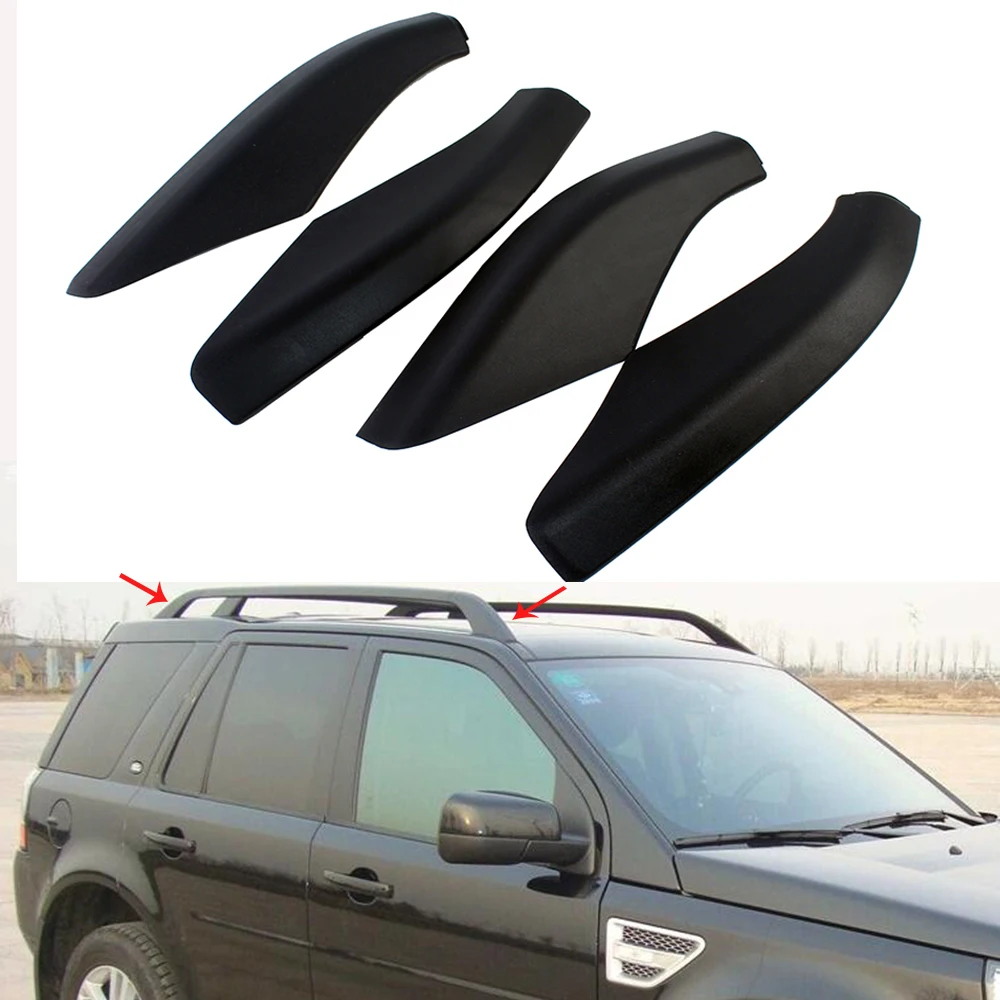 Black Car Roof Rack Bar Rail End Protection Cover Shell Car Styling Roof Rack Cover FOR Land Rover Freelander 2 2006 2007 -2014