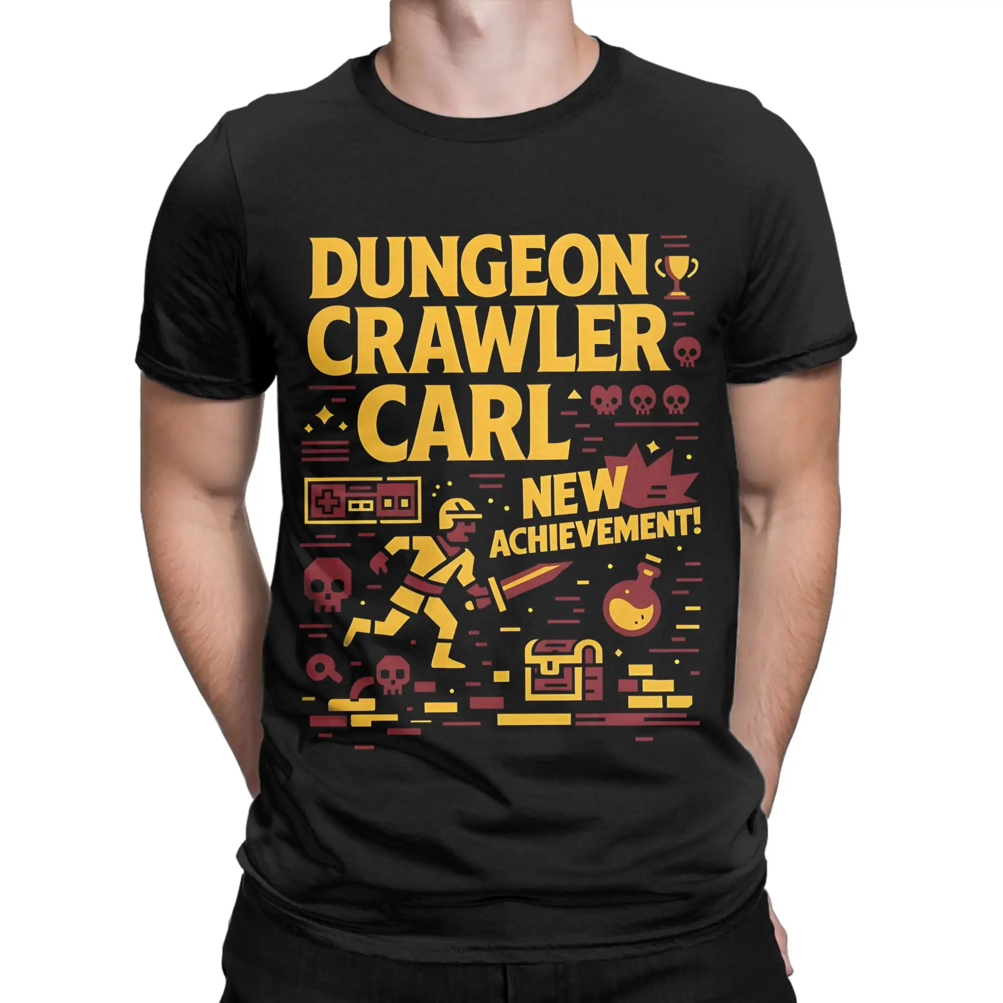 New Achievement Dungeon Crawler Carl Funny Graphic 100% Cotton T-Shirt Dungeon Crawler Carl Tees Tops For Men